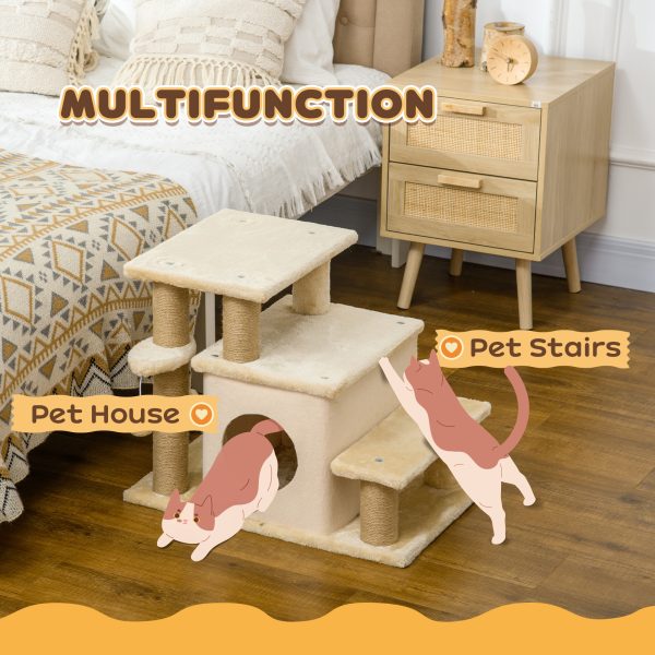 PawHut Dog Steps for Bed 4 Step Pet Stairs Cat House with Detachable Cover - Image 4