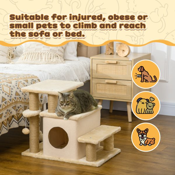 PawHut Dog Steps for Bed 4 Step Pet Stairs Cat House with Detachable Cover - Image 7