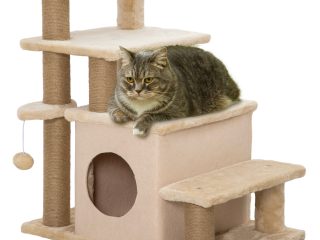 PawHut Dog Steps for Bed 4 Step Pet Stairs Cat House with Detachable Cover
