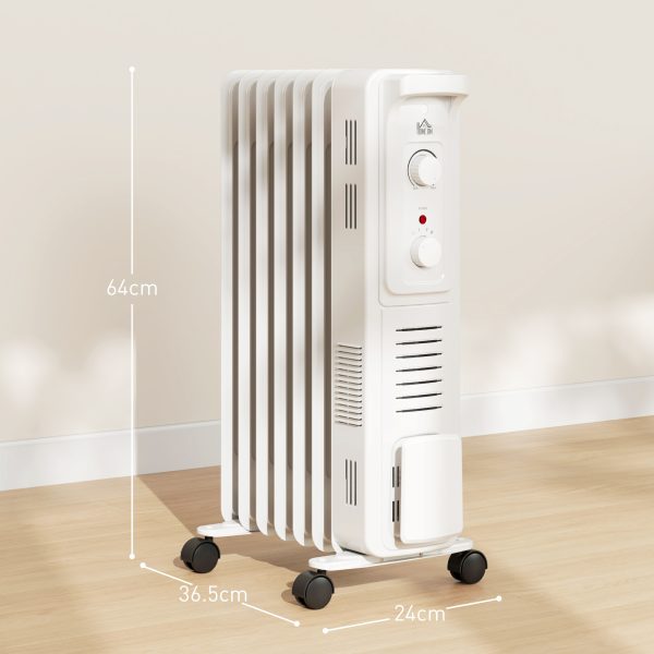 HOMCOM 7 Fin Portable Oil Filled Heater Radiator, Energy Efficient - Image 5