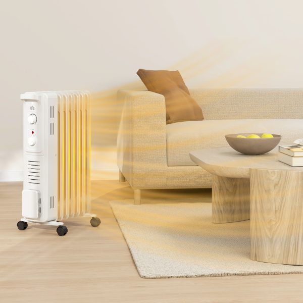 HOMCOM 7 Fin Portable Oil Filled Heater Radiator, Energy Efficient - Image 2