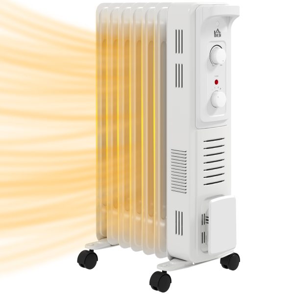 HOMCOM 7 Fin Portable Oil Filled Heater Radiator, Energy Efficient