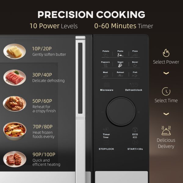 HOMCOM 23L Digital Microwave Oven with Auto Cook, 10 Levels, Eco Mode - Image 4
