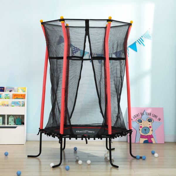 HOMCOM 5.4FT Kids Trampoline With Enclosure Indoor Outdoor for 3-10 Years Red - Image 8