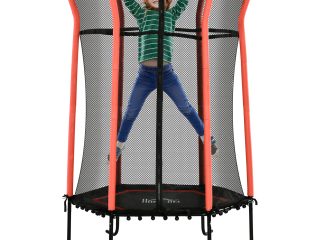 HOMCOM 5.4FT Kids Trampoline With Enclosure Indoor Outdoor for 3-10 Years Red