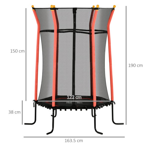 HOMCOM 5.4FT Kids Trampoline With Enclosure Indoor Outdoor for 3-10 Years Red - Image 5