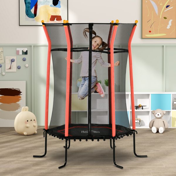 HOMCOM 5.4FT Kids Trampoline With Enclosure Indoor Outdoor for 3-10 Years Red - Image 2