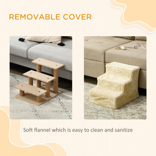 PawHut Three-Step Portable Dog Stairs with Washable Plush Cover - Image 4