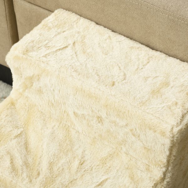 PawHut Three-Step Portable Dog Stairs with Washable Plush Cover - Image 8