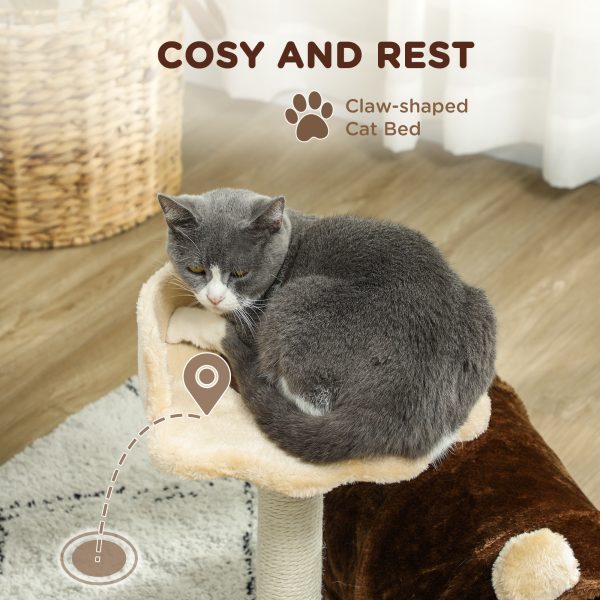 PawHut Cat Tree w/ Scratching Post, Bed, Cat Tunnel, Toy Ball, Dark Brown - Image 4